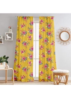 Lushomes Curtains 8 Feet Long Set Of 2, Door Curtains 8 Ft, Door Curtain, Curtains For Bedroom, Semi Sheer Curtains, Rod Pocket Curtains (Pack Of 2, 57X96 Inch, Yellow Flowers)  - Image 4