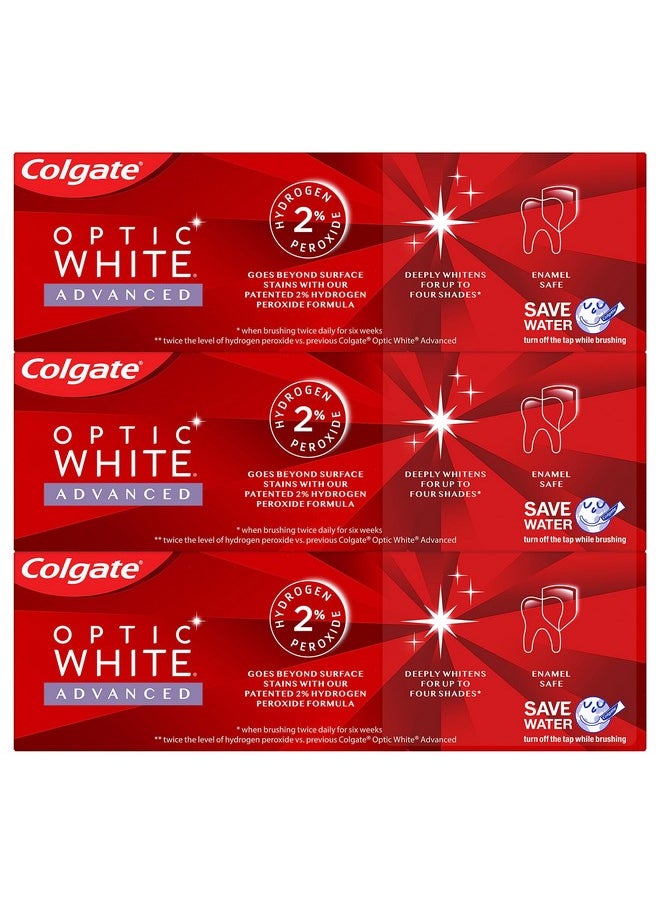 Colgate Optic White Advanced Teeth Whitening Toothpaste Vibrant Clean 3.2 Ounce Tube 3 Pack  - Image 2