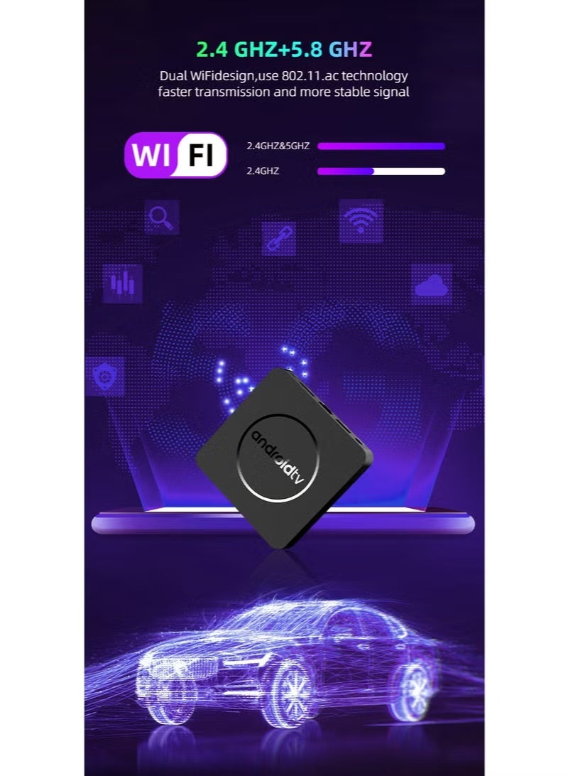 Android 14.0 TV Box, Dual Wi-Fi + Bluetooth, with Voice Bluetooth Remote - Image 3