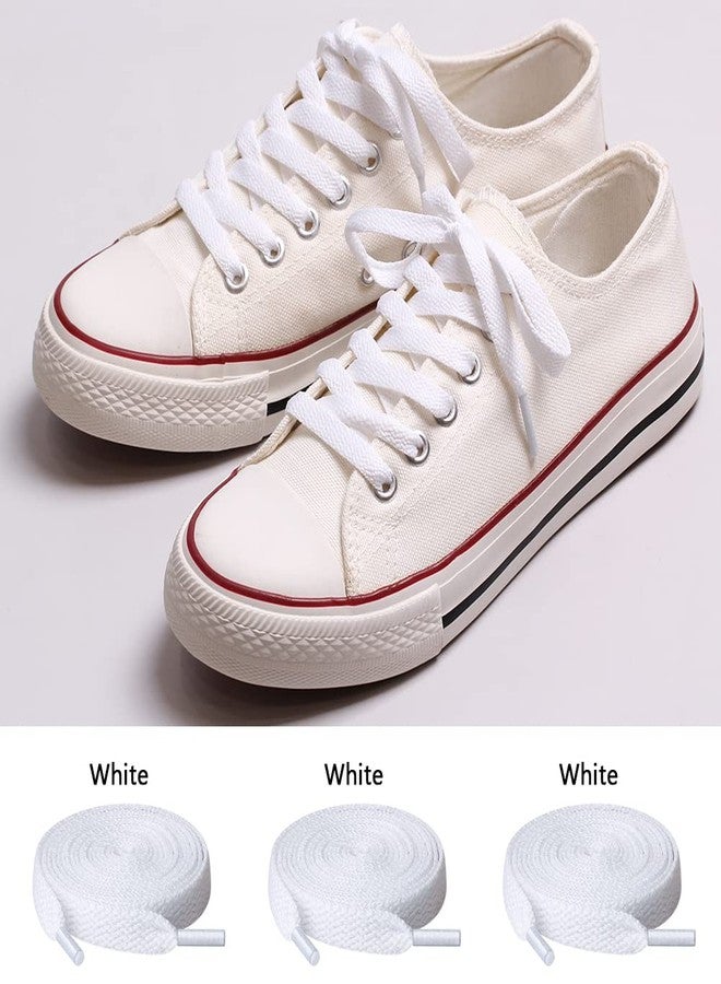 UpUGo 3 Pair Flat Shoe laces, 5/16" Wide Shoelaces for Athletic Running Sneakers Shoes Boot Strings, White, 35" - Image 3