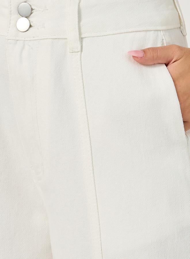 Styli Pintuck Details Wide Leg Jeans with Buttons - Image 3