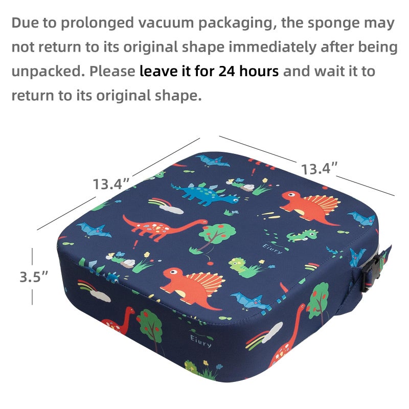 Eiury Toddler Booster Seat For Dining Table  Portable Kids Booster Seat With Safety Buckles Portable Increasing Booster Cushion With Non-Slip Bottom (Blue Dinosaur) - Image 3