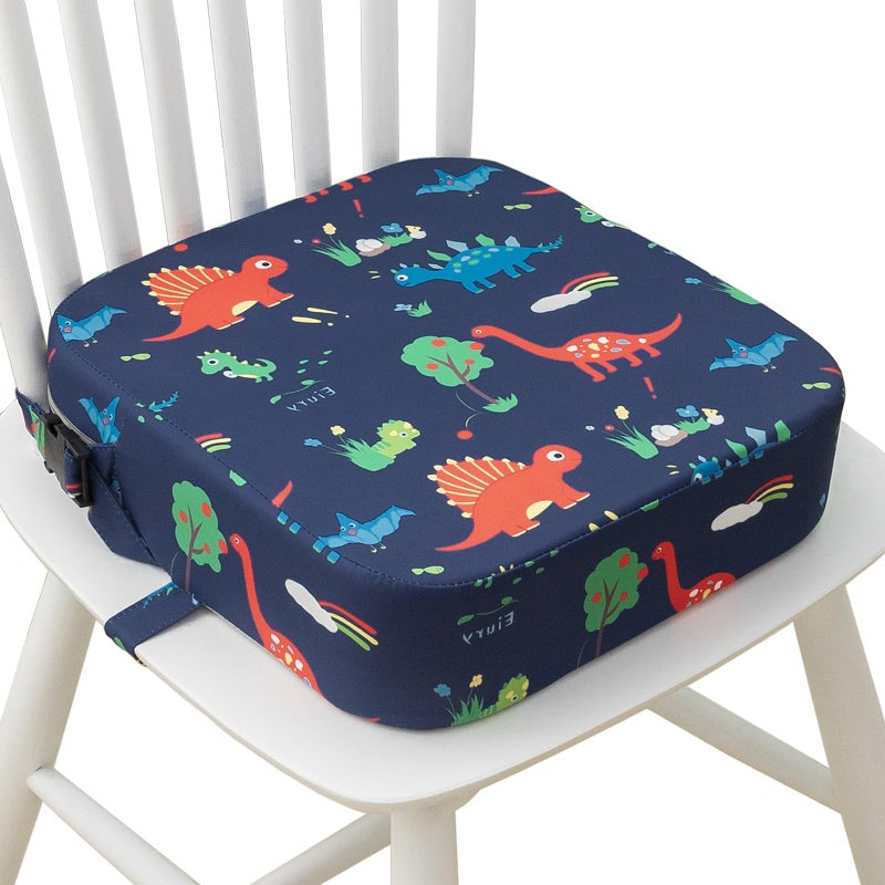 Eiury Toddler Booster Seat For Dining Table  Portable Kids Booster Seat With Safety Buckles Portable Increasing Booster Cushion With Non-Slip Bottom (Blue Dinosaur) - Image 1