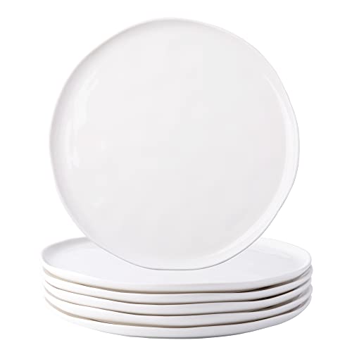 LERATIO Dinner Plates,10.5 inch Ceramic Plates Set of 6,Porcelain Plates for kitchen with Wavy Edge,Microwave & Dishwasher & Oven Safe,Light Weight & Scratch Resistant Sevring Dish-White - Image 1