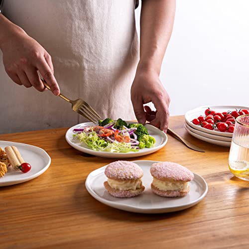LERATIO Dinner Plates,10.5 inch Ceramic Plates Set of 6,Porcelain Plates for kitchen with Wavy Edge,Microwave & Dishwasher & Oven Safe,Light Weight & Scratch Resistant Sevring Dish-White - Image 4