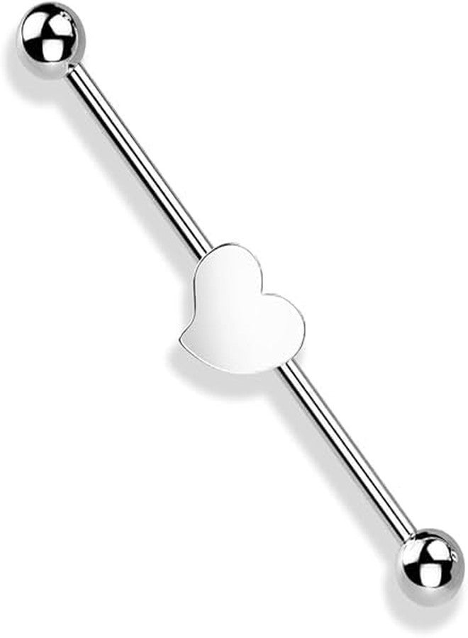SHIELD PLUS 14 Gauge Heart Shaped Industrial Barbell Cartilage 316L Surgical Stainelss Steel - Image 1