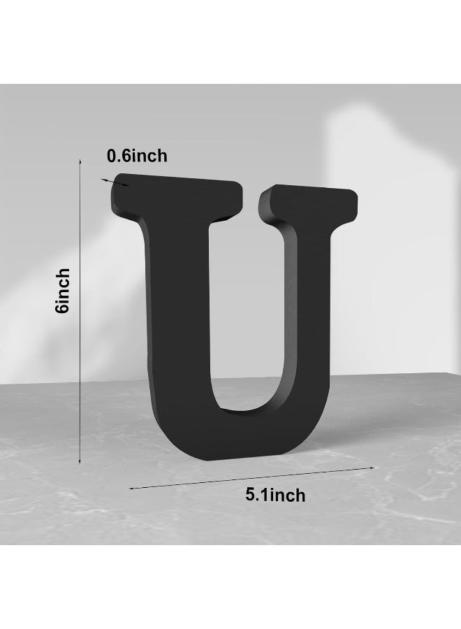 TPGP حرف خشبي أسود بطول 6 بوصات لتزيين الجدران، الحرف اليدوية، مشاريع حفلات المنزل (U) - Image 2