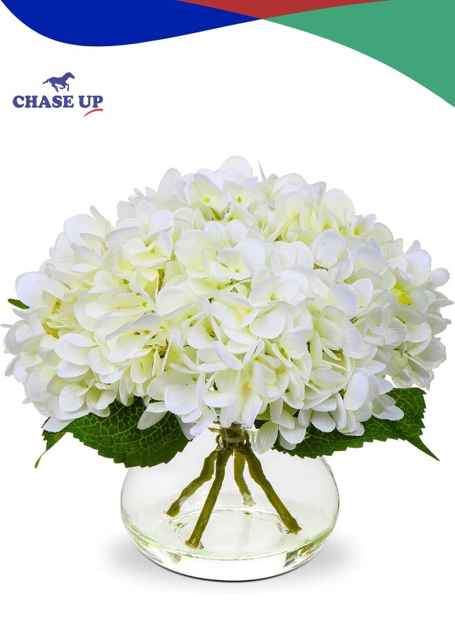 تشيس اب زهور الكوبية الاصطناعية مع مزهرية، تنسيقات زهور صناعية من الحرير الأبيض في مزهرية زجاجية مع ماء صناعي للمنزل والحمام والمكتب ورفوف مركزية وديكور حفلات الزفاف (أبيض) - Image 1