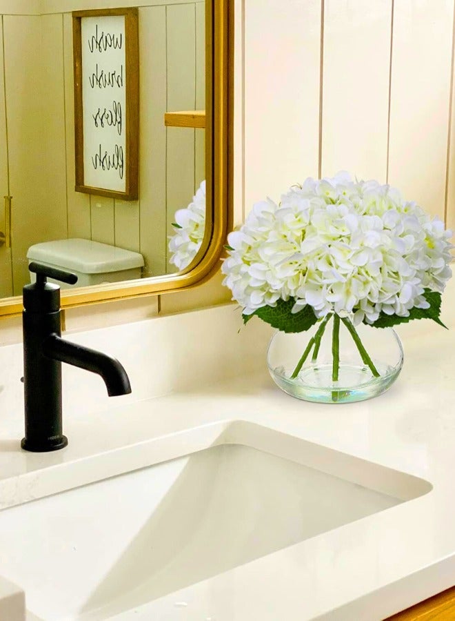 تشيس اب زهور الكوبية الاصطناعية مع مزهرية، تنسيقات زهور صناعية من الحرير الأبيض في مزهرية زجاجية مع ماء صناعي للمنزل والحمام والمكتب ورفوف مركزية وديكور حفلات الزفاف (أبيض) - Image 2