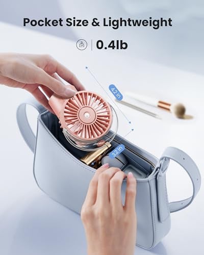 Gaiatop مروحة ضبابية محمولة من جاياتوب، قابلة للطي بزاوية 180°، يدوية، 3 سرعات، قابلة لإعادة الشحن عبر USB، رذاذ مائي مع شاشة رقمية LED، مروحات تبريد شخصية صغيرة للسفر، التنزه، الحفلات، الأنشطة الخارجية، وردي - Image 2