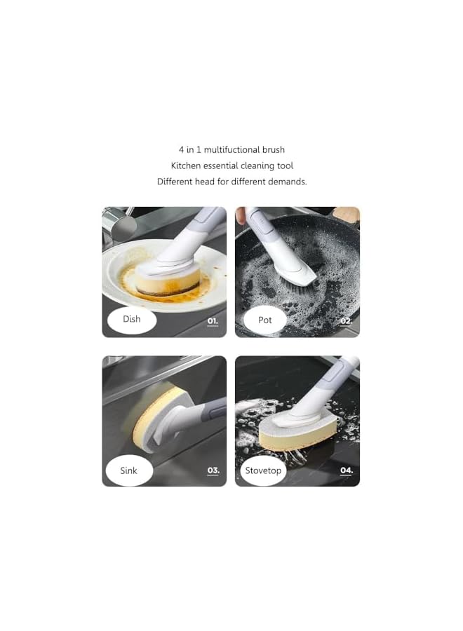 promass Soap Dispensing Dish Brush with 4 Replacement Brush Heads - Cleaning Tool for Pots, Pans, Stovetops, Bowls, and Sinks - Image 5