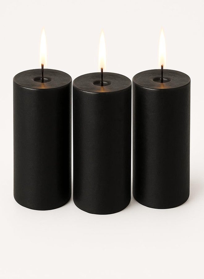 Pillar Candles 3 Pack (Black, Pillar 3x4)
