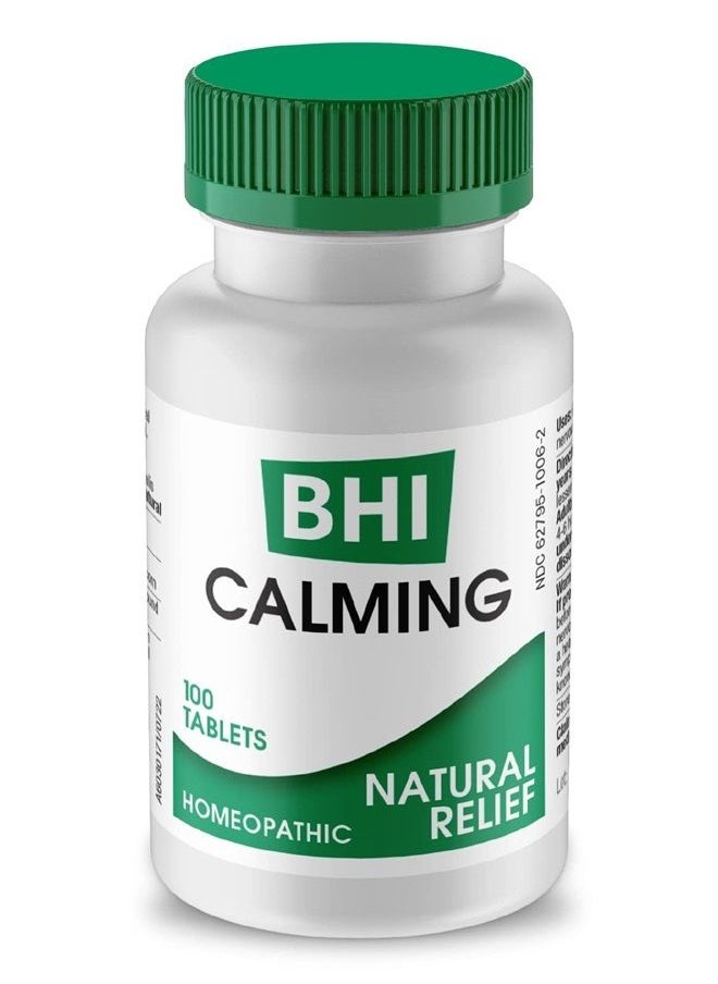 MediNatura BHI Calming Stress Relief Blend 10 Natural Active Ingredients Help Restore Balance, Support Calm Mood & Sleep - Relax Mind & Body with Passionflower Chamomile & Valerian Root - 100 Tablets  - Image 1