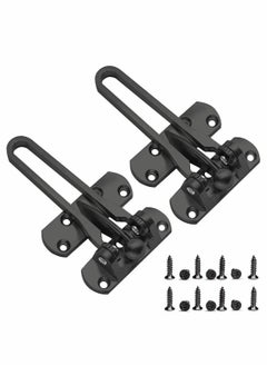 KASTWAVE Home Security Door Lock Swing Bar Lock-Door Guard for Kids, DEFINO Hinged Swing-in Doors, Home and Hotel Door Latch, Thicken Solid Zinc Alloy Reinforcement Lock (Color: Black), 2 Pack  - Image 1