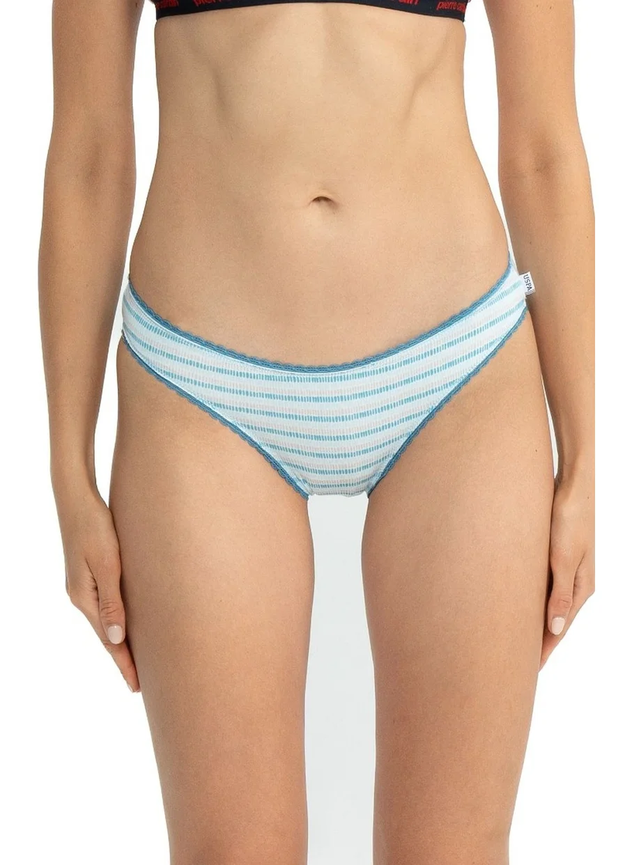 U.S. Polo Assn. 66432 Women's Mixed Pattern Cotton 3-Pack Briefs-Blue
