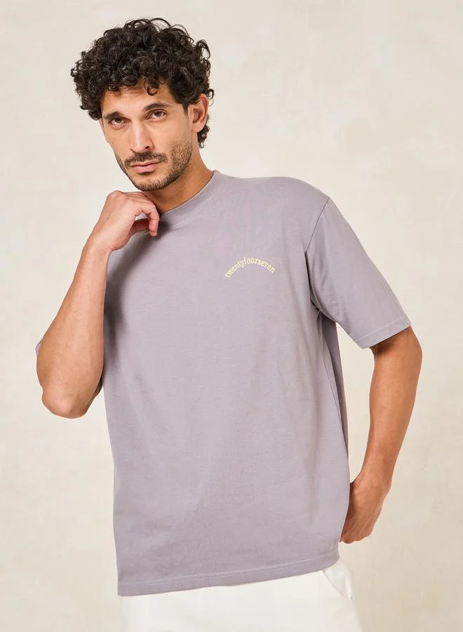 Styli Styli Embroidery Detail Oversized T-Shirt with Back Print