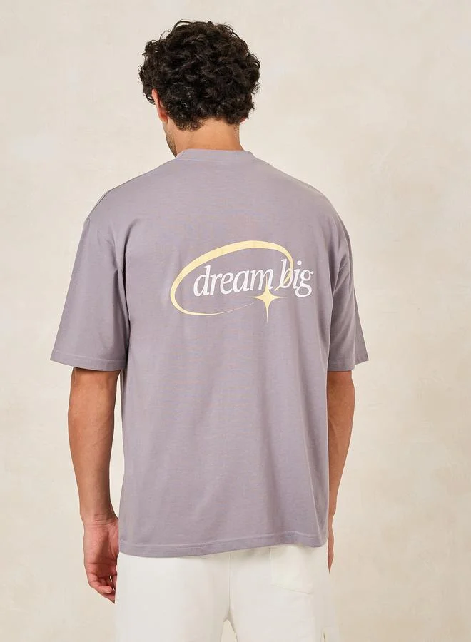 Styli Styli Embroidery Detail Oversized T-Shirt with Back Print