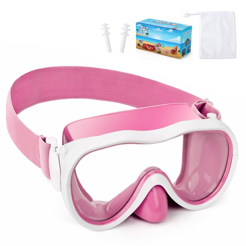 Wave Kids Swim Goggles with Nose Cover, Anti-Leak Swim Mask with Elastic Fabric Strap, UV Protection Swimming Goggles for Kids - Image 1