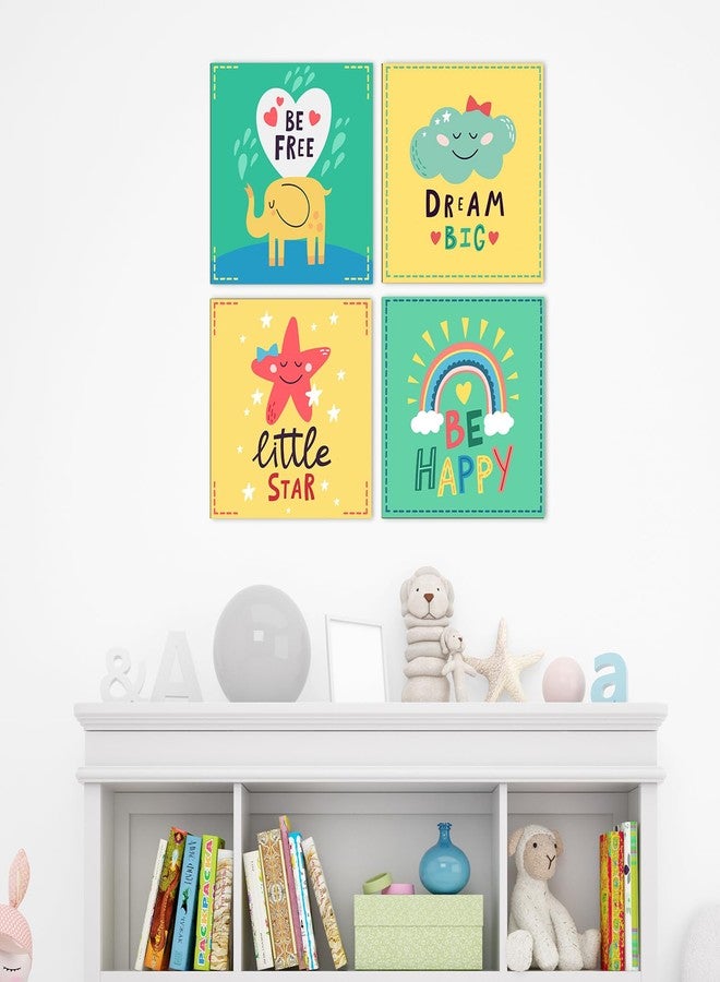 PAPER PLANE DESIGN Cartoon Wall Decor For Kids Bedroom Decor Nursery Pre-school Decor, Set of 4, Size-8 x 8inch (F) - Image 2