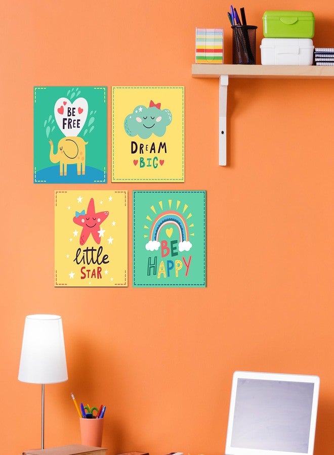 PAPER PLANE DESIGN Cartoon Wall Decor For Kids Bedroom Decor Nursery Pre-school Decor, Set of 4, Size-8 x 8inch (F) - Image 4