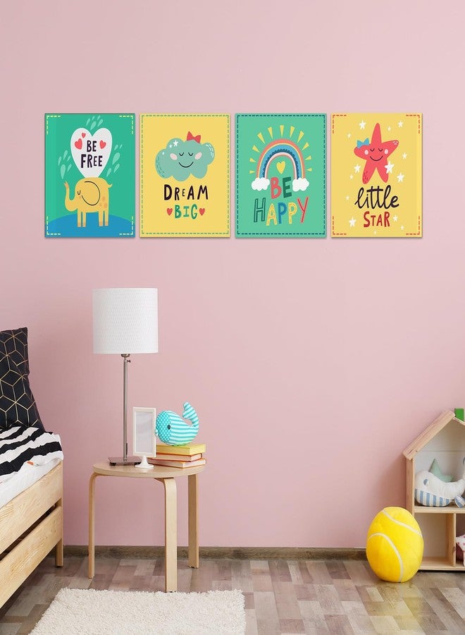 PAPER PLANE DESIGN Cartoon Wall Decor For Kids Bedroom Decor Nursery Pre-school Decor, Set of 4, Size-8 x 8inch (F) - Image 3