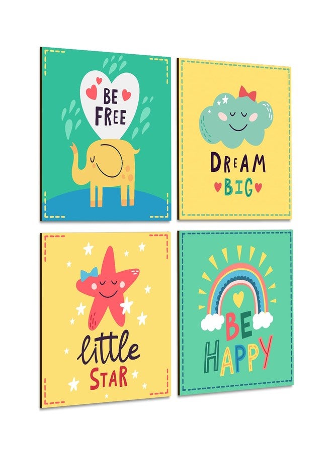 PAPER PLANE DESIGN Cartoon Wall Decor For Kids Bedroom Decor Nursery Pre-school Decor, Set of 4, Size-8 x 8inch (F) - Image 1
