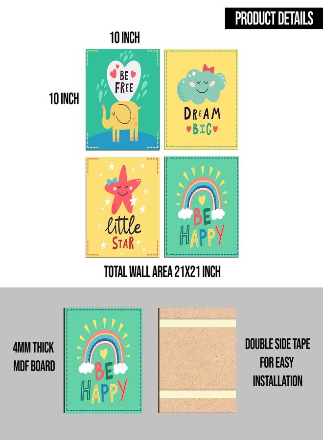 PAPER PLANE DESIGN Cartoon Wall Decor For Kids Bedroom Decor Nursery Pre-school Decor, Set of 4, Size-8 x 8inch (F) - Image 5