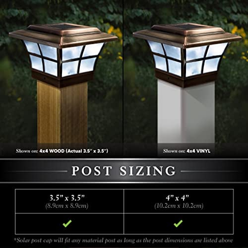 Classy Caps SL079C Prestige Solar Post Cap - Copper, High-Performance LED, Fits 3.5x3.5 & 4x4 Posts, Durable Electroplated Copper, Weather-Resistant, Ideal for Outdoor, Warm & Cool Light Modes - Image 3
