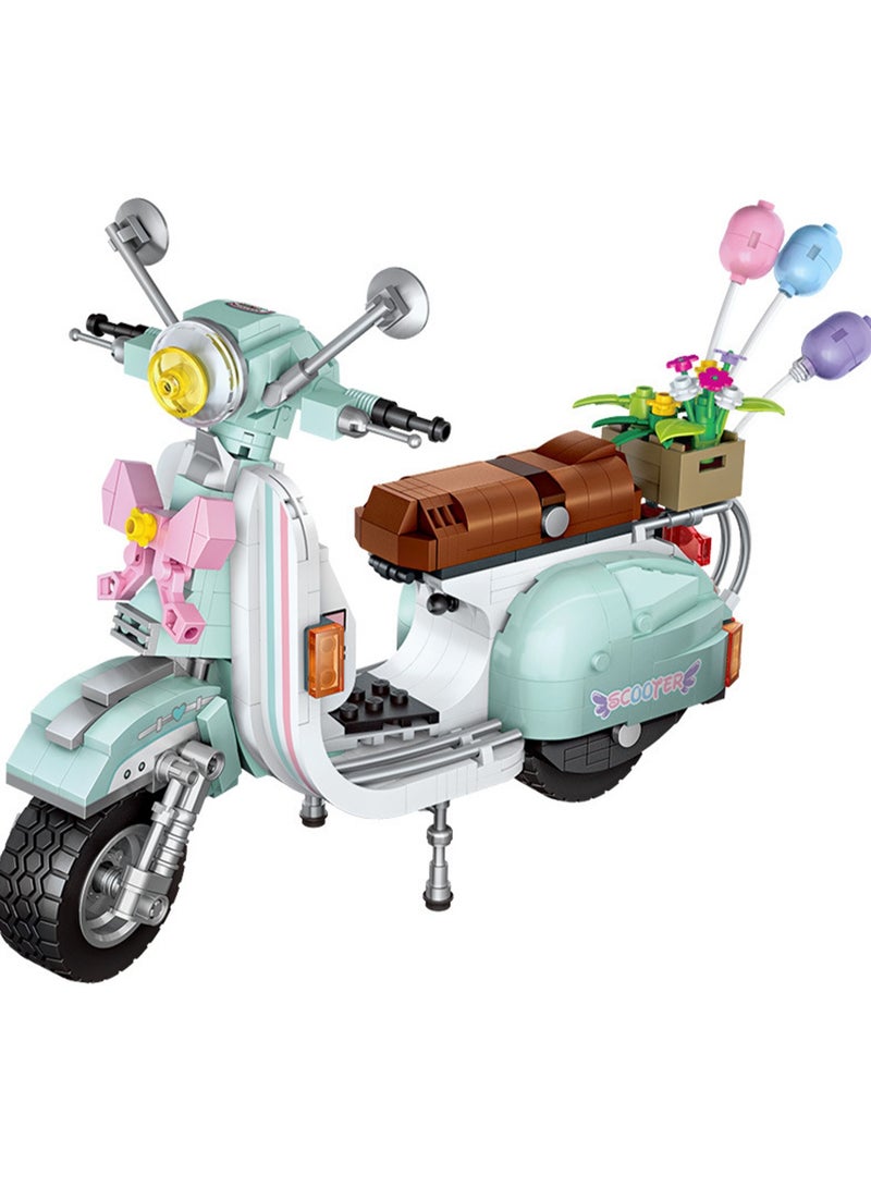 673 Pieces Of Mini Flower Balloon Motorcycle Model Set Building Blocks Creative Diy Simulation Collection Building Assembly Toys Children Adult Home Decoration - Image 1