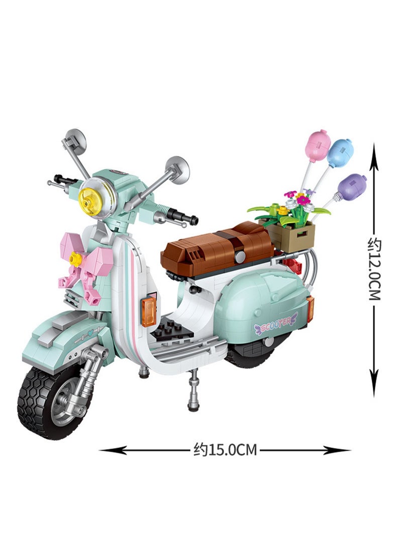 673 Pieces Of Mini Flower Balloon Motorcycle Model Set Building Blocks Creative Diy Simulation Collection Building Assembly Toys Children Adult Home Decoration - Image 2