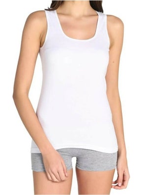 Tutku 2 Pieces White Color Rib Thick Strap Singlet 
