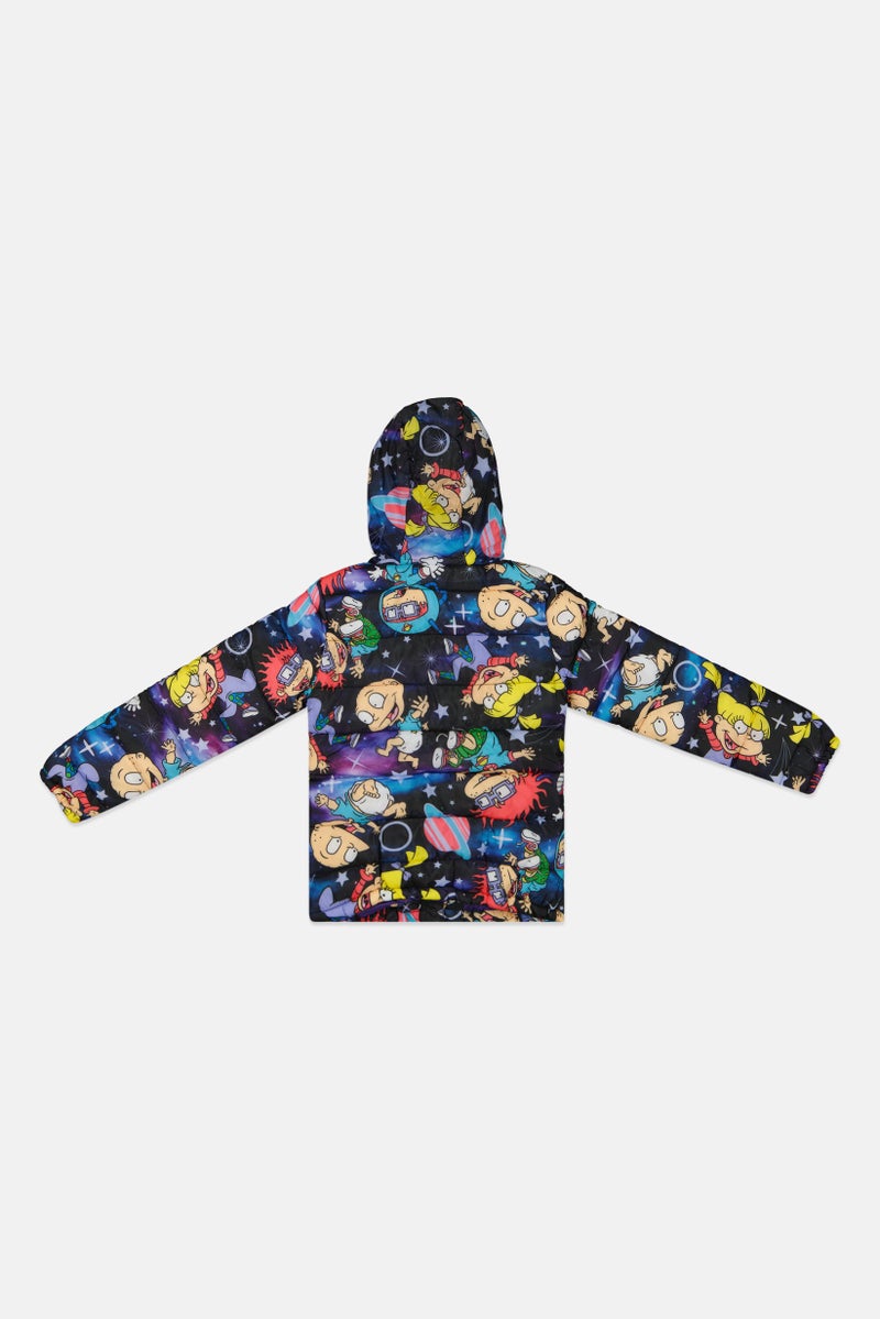 nickelodeon جاكيت بناتي مزخرف بغطاء رأس، مزيج بنفسجي - Image 2