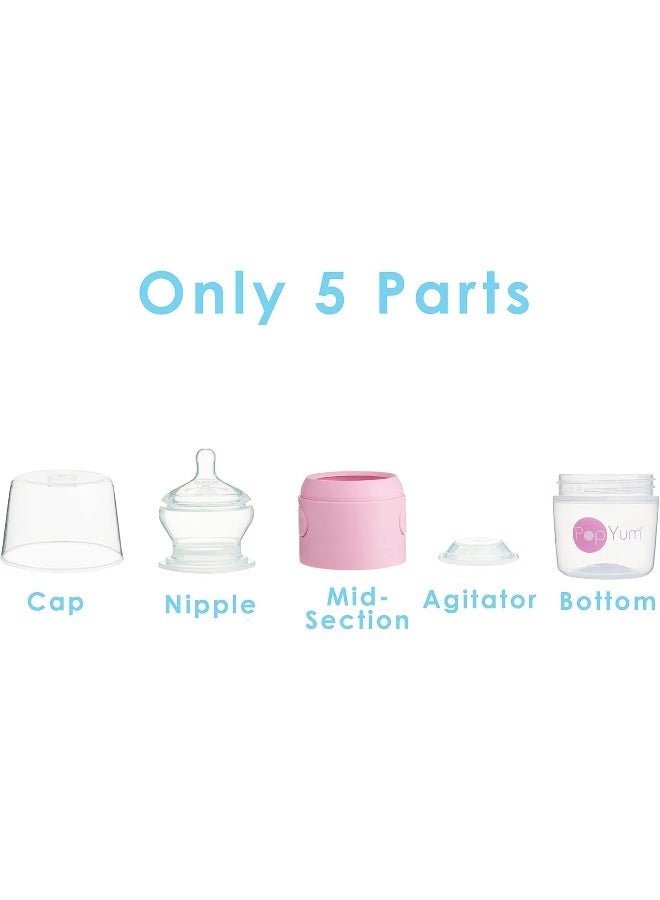 PopYum زجاجات الأطفال PopYum 5 أونص وردية لصنع/خلط/توزيع الحليب المضاد للمغص - Image 5