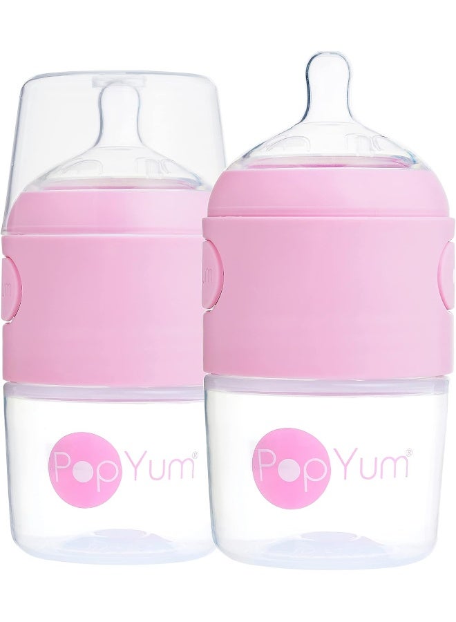 PopYum زجاجات الأطفال PopYum 5 أونص وردية لصنع/خلط/توزيع الحليب المضاد للمغص - Image 1