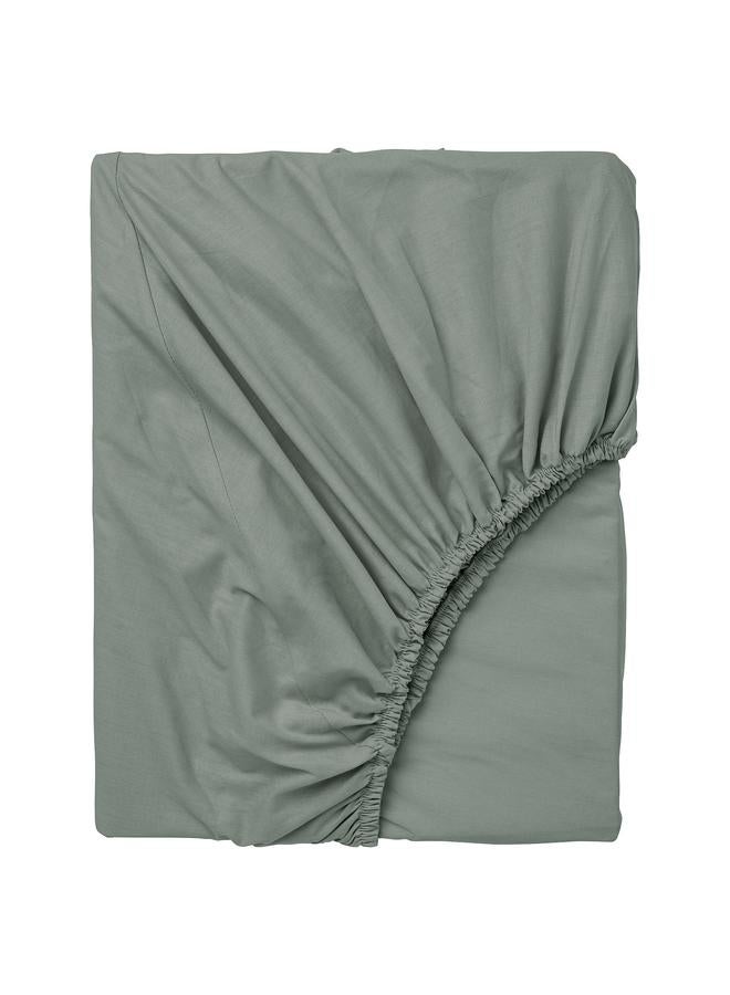 Zaboon Fitted sheet, grey-green, 180x200 cm - Image 1