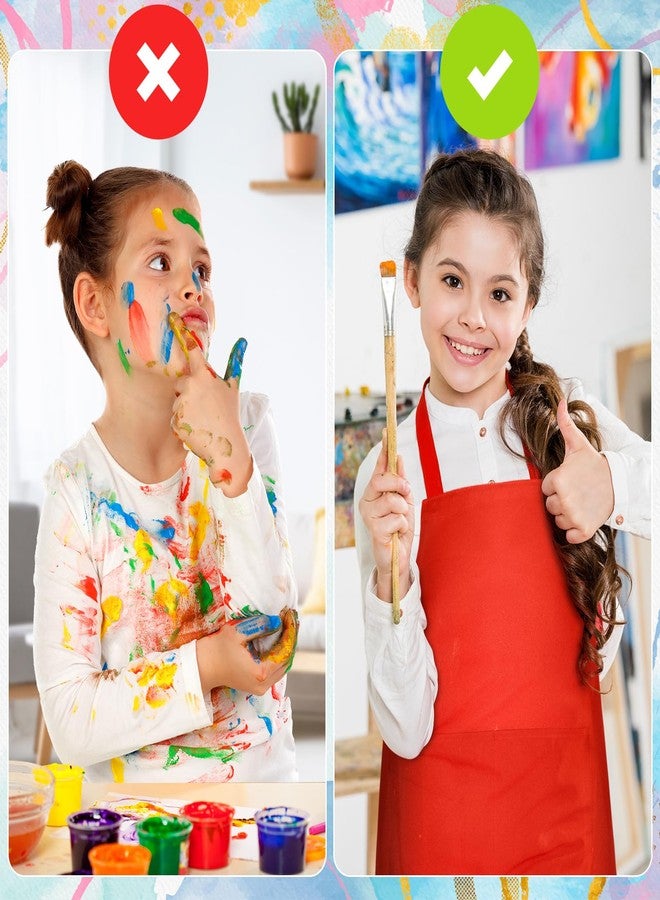 PLULON 8 Pcs Kids Apron Set Adjustable Children Art Aprons with 2 Pockets Artist Apron Bulk for Baking Painting Cooking Activity - 8 Colors - Image 5