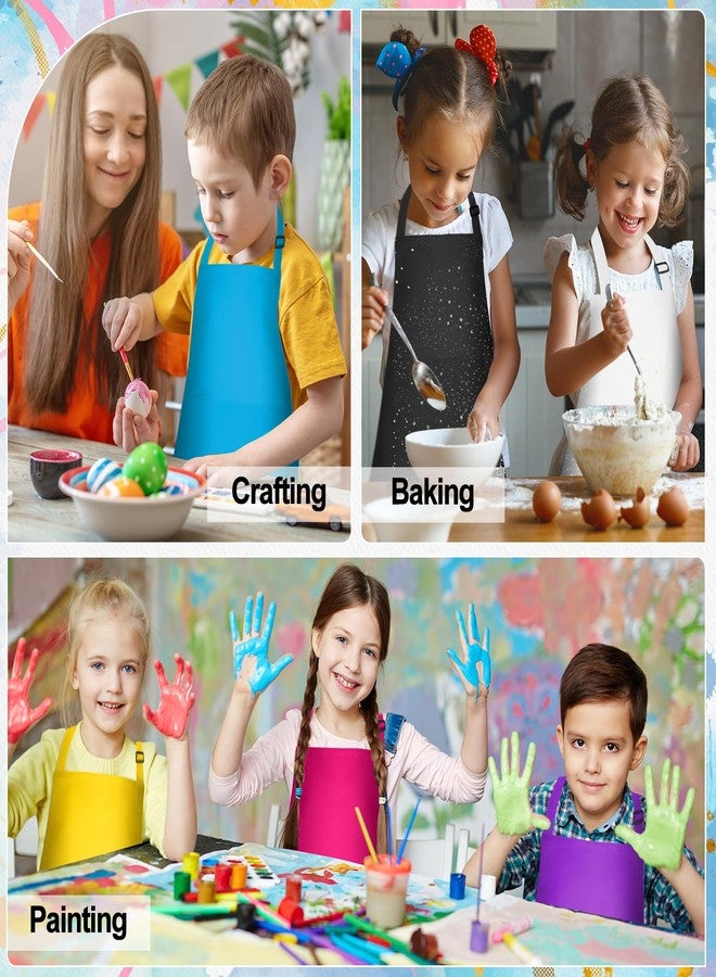PLULON 8 Pcs Kids Apron Set Adjustable Children Art Aprons with 2 Pockets Artist Apron Bulk for Baking Painting Cooking Activity - 8 Colors - Image 4