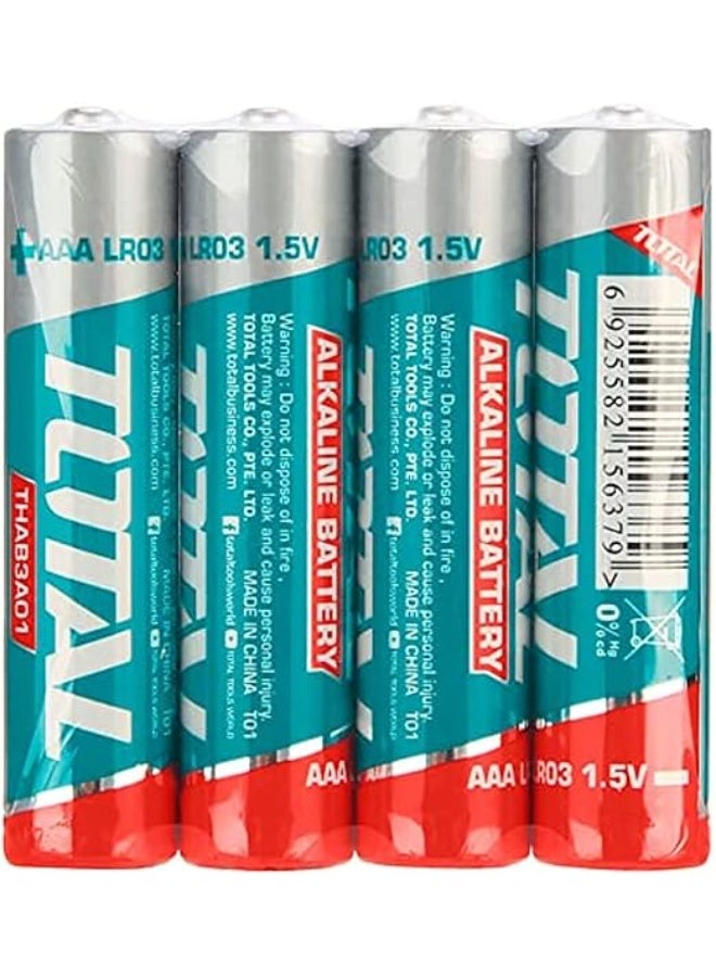 TOTAL Alkaline AAA Batteries 1.5V LR03 – Pack of 4 High-Performance Long-Lasting Power Cells for Electronics, Toys, Remotes, and Devices - Image 1