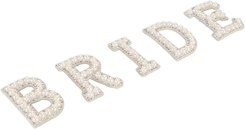 5PCS Rhinestone Letter Patches, Sparkling Pearl Sew On Letters, Self Adhesive Shimmering Rhinestones with Secure Fit, Ideal for Clothing, Dresses & Jackets - Image 3