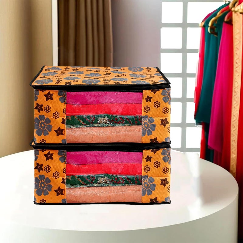 SHAPING FABRIC Non-Woven Garment Cover with Transparent Window & Double Metal Zipper - Pack of 2 for Dustproof Storage of Sarees, Suits, Jackets, and Shirts - Image 1