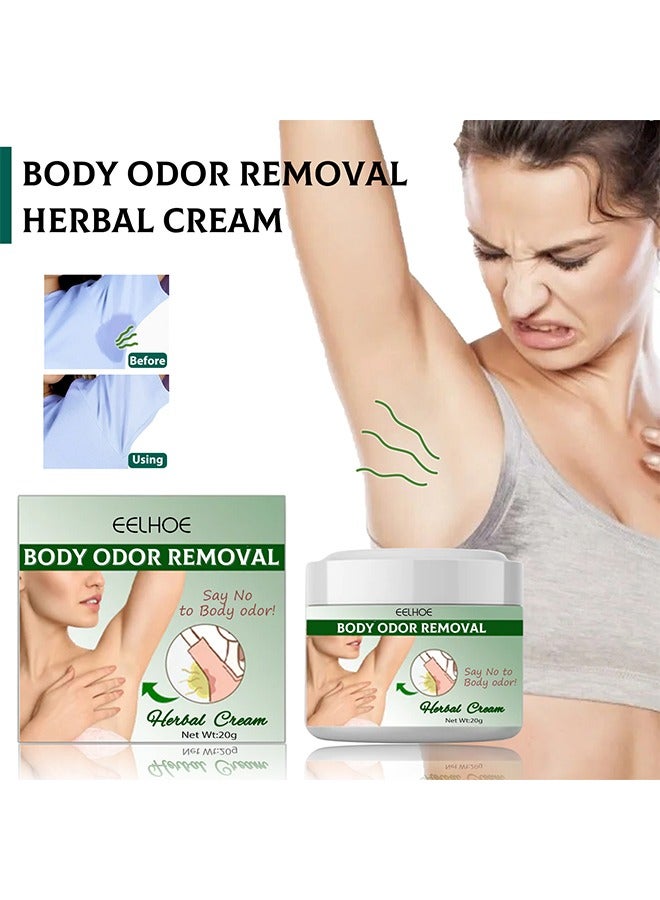 EELHOE Body Odor Removal- Armpit Odor Cream Body Odour Remover Cream, Herbal Body Odor Remover Cream Underarm Sweat Deodorant For Man Woman Reduce Sweat And Eliminate Smell - Image 1