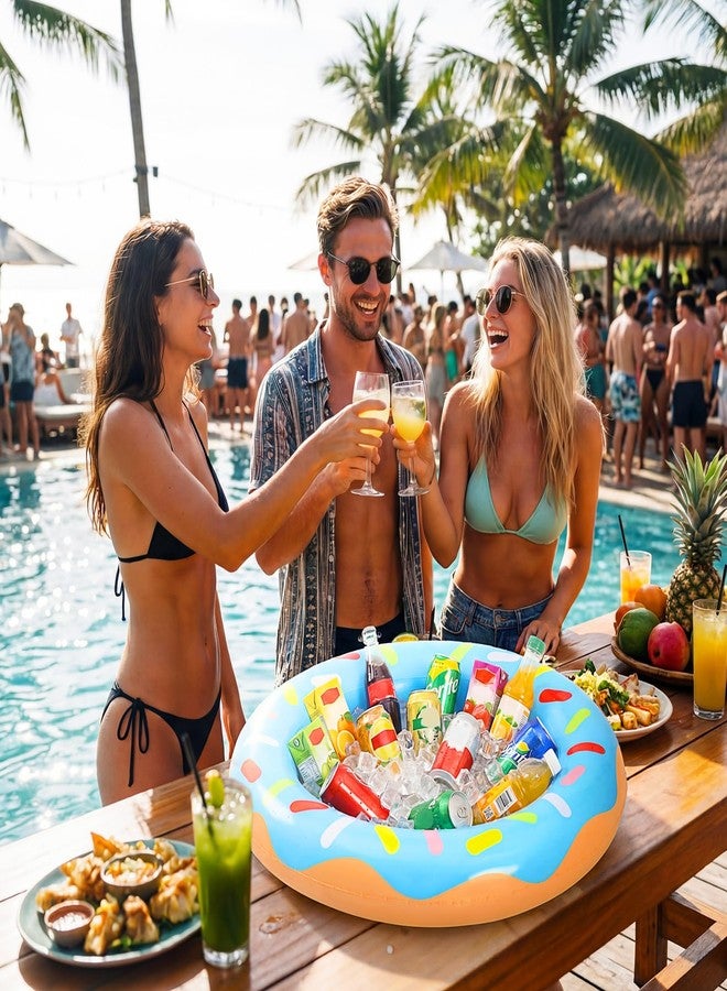 Hungdao 2 Pack Inflatable Ice Serving Bar Cooler Donuts Inflatable Ice Buffet Salad Serving Tray Portable Food Drink Pool Container Holder for Parties Summer BBQ Picnic Indoor Outdoor Beach - Image 4
