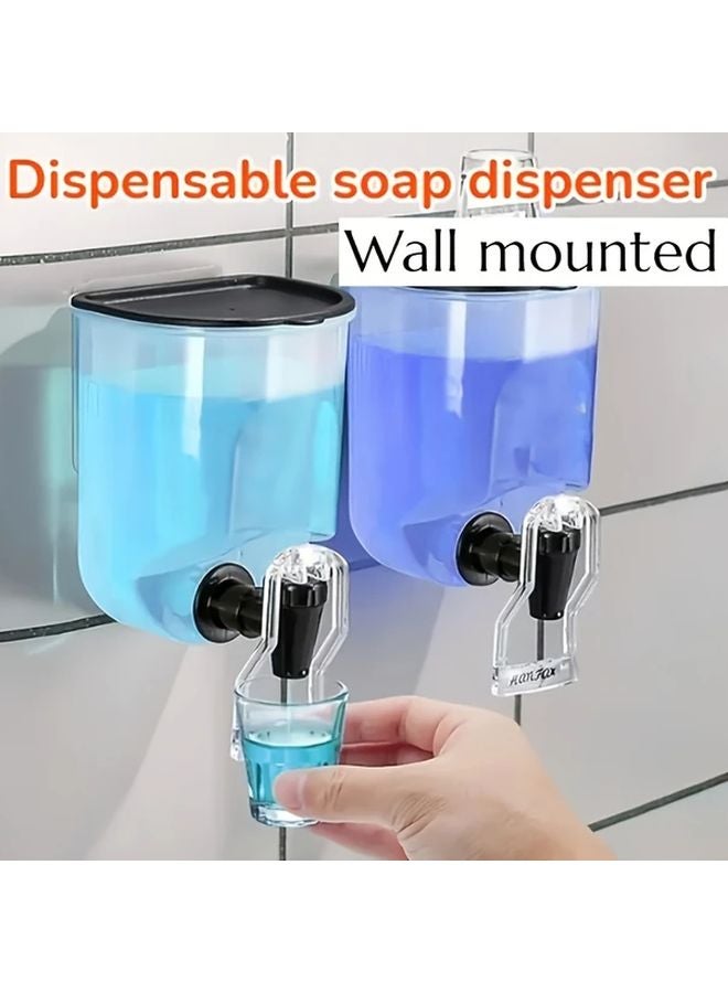 خزان منظف الغسيل المعلق على الحائط بسعة كبيرة، شفاف بألوان الأزرق والأبيض، سهل التركيب - Image 2