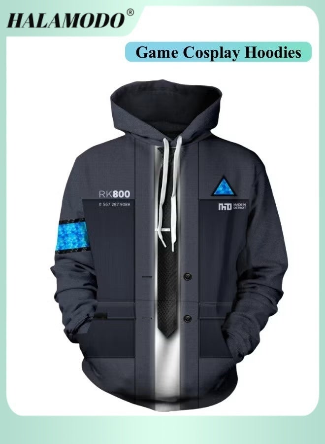 هالامودو سترة بغطاء للرأس للرجال من Game Cosplay بغطاء للرأس مطبوعة ثلاثية الأبعاد للجنسين، سترة فضفاضة بغطاء للرأس، سترة بغطاء للرأس برسومات مبتكرة مع جيوب - Image 1