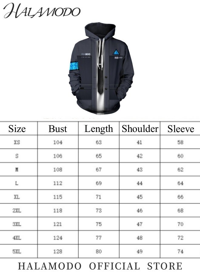 هالامودو سترة بغطاء للرأس للرجال من Game Cosplay بغطاء للرأس مطبوعة ثلاثية الأبعاد للجنسين، سترة فضفاضة بغطاء للرأس، سترة بغطاء للرأس برسومات مبتكرة مع جيوب - Image 2