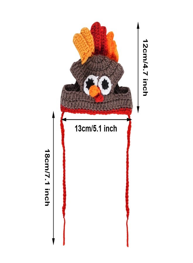SUMERSHA Cat Turkey Hat Pet Costume Knitted Cap Crochet Hat for Small Dog Kittens for Thanksgiving Halloween Party (Brown) - Image 2