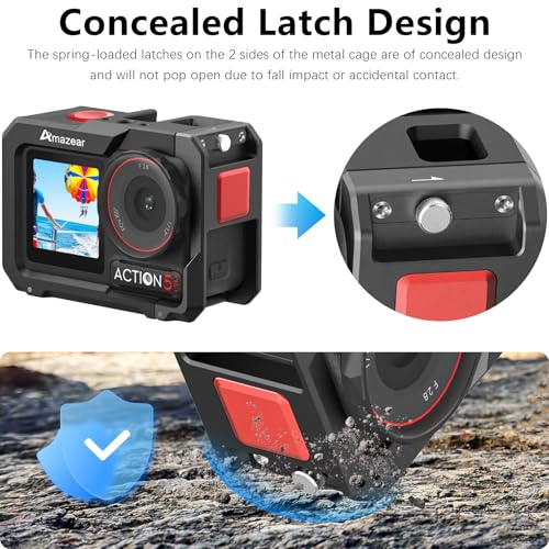 AMAZEAR Metal Cage for DJI Osmo Action 5 Pro,DJI Action3/4/5 Pro Premium Accessories Multifunction Protective Frame Case Aluminum Housing Camera Expansion Protector - Image 3