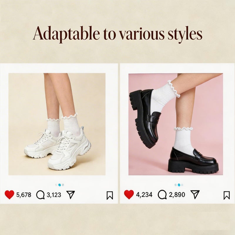 DarkCom Ruffle Socks Womens 6 Pairsï¼ŒCute Ankle Lettuce Edge Frilly Crew Athletic Socks - Image 5
