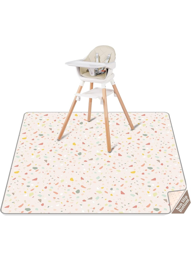 CLYMENE CLYMENE Splat Mat for Under High Chair | 51x51 Inch Anti-Slip Baby Splash Mat | Waterproof & Washable Spill Mat for Highchair Floor and Infant Play (Terrazzo Treasure) - Image 1