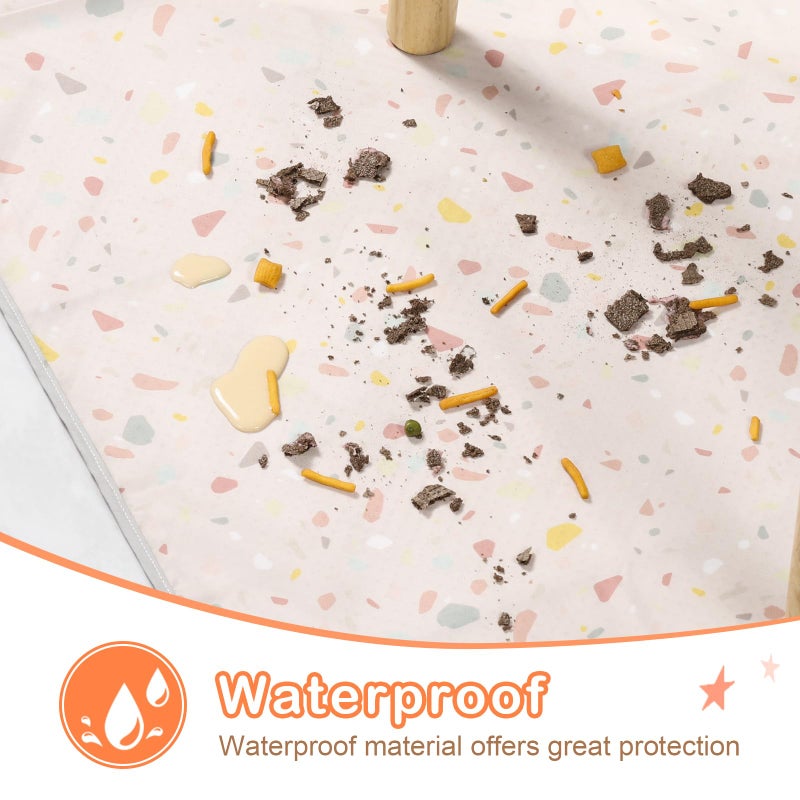 CLYMENE Splat Mat for Under High Chair | 51x51 Inch Anti-Slip Baby Splash Mat | Waterproof & Washable Spill Mat for Highchair Floor and Infant Play (Terrazzo Treasure) - Image 4